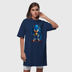 Футболка женская-платье Sonic - poster style, цвет: тёмно-синий — фото 2