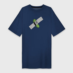 Футболка женская-платье Огурец на скотче, цвет: тёмно-синий