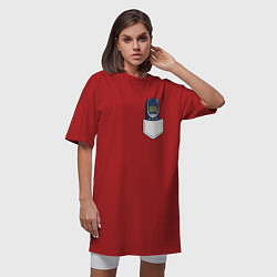 Футболка женская-платье Нокиа в кармашке стиль 2000 х, цвет: красный — фото 2