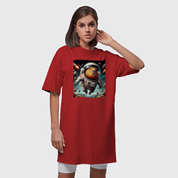 Футболка женская-платье Capybara is a brave cosmonaut, цвет: красный — фото 2