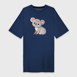 Футболка женская-платье Cute koala, цвет: тёмно-синий