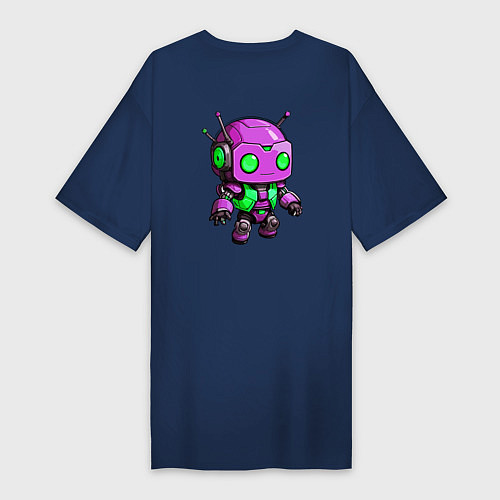 Женская футболка-платье Фиолетовый робот инопланетянин / Тёмно-синий – фото 2