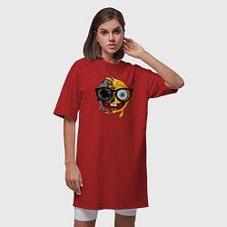 Футболка женская-платье Весёлый смайл в очках, цвет: красный — фото 2