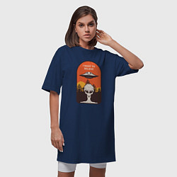 Футболка женская-платье Пришелец - i want to believe, цвет: тёмно-синий — фото 2