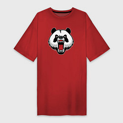 Футболка женская-платье Сердитая панда, цвет: красный