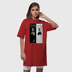 Футболка женская-платье Тетрадь смерти Лайт Ягами, цвет: красный — фото 2