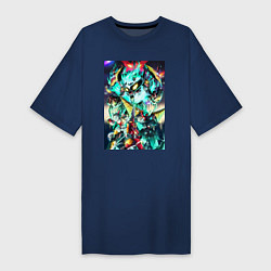 Футболка женская-платье Гуррен-Дан пронзающий небеса, цвет: тёмно-синий