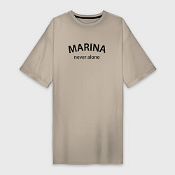 Футболка женская-платье Marina never alone - motto, цвет: миндальный