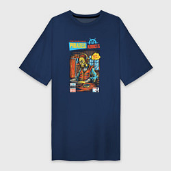 Женская футболка-платье Пират за компьютером