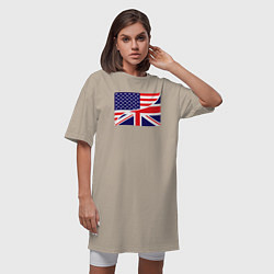 Футболка женская-платье США и Великобритания, цвет: миндальный — фото 2