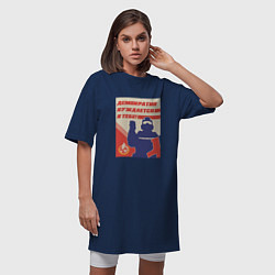 Футболка женская-платье Helldivers 2: Демократия нуждается в тебе, цвет: тёмно-синий — фото 2