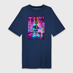 Футболка женская-платье Neon Bart - with skateboard ai art fantasy, цвет: тёмно-синий