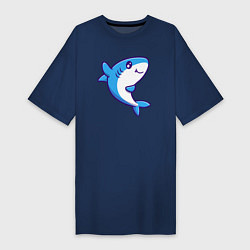 Футболка женская-платье Дружелюбная акула, цвет: тёмно-синий
