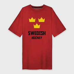 Футболка женская-платье Swedish Hockey, цвет: красный