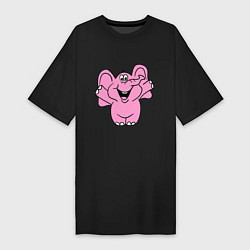 Футболка женская-платье Розовый слон, цвет: черный