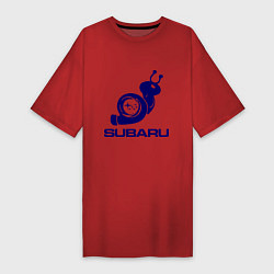 Футболка женская-платье Subaru, цвет: красный