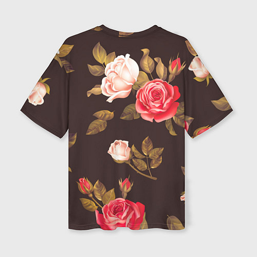 Женская футболка оверсайз Мотив из роз / 3D-принт – фото 2