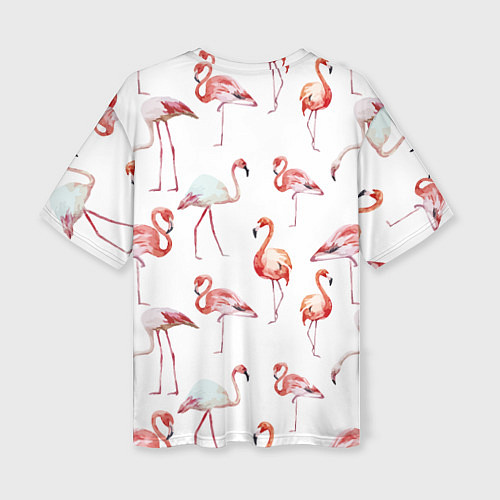 Женская футболка оверсайз Действия фламинго / 3D-принт – фото 2