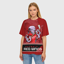 Футболка оверсайз женская Detroit Red Wings, цвет: 3D-принт — фото 2