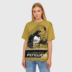 Футболка оверсайз женская Pittsburgh Penguins, цвет: 3D-принт — фото 2