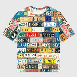 Женская футболка оверсайз Автомобильные номера мира