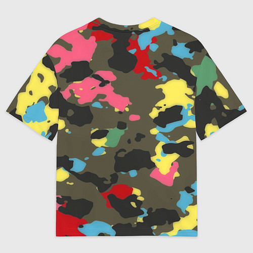Женская футболка оверсайз Цветной камуфляж / 3D-принт – фото 2