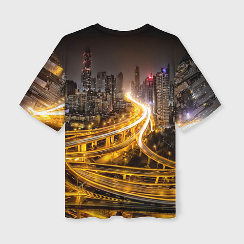 Женская футболка оверсайз Шанхай - авторазвязка / 3D-принт – фото 2
