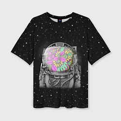 Женская футболка оверсайз Цветочный астонавт