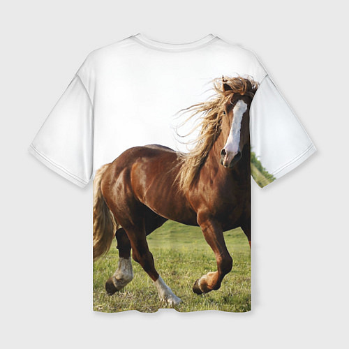 Женская футболка оверсайз Бегущая лошадь / 3D-принт – фото 2