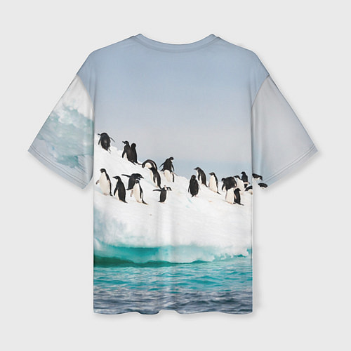 Женская футболка оверсайз Пингвины на айсберге / 3D-принт – фото 2
