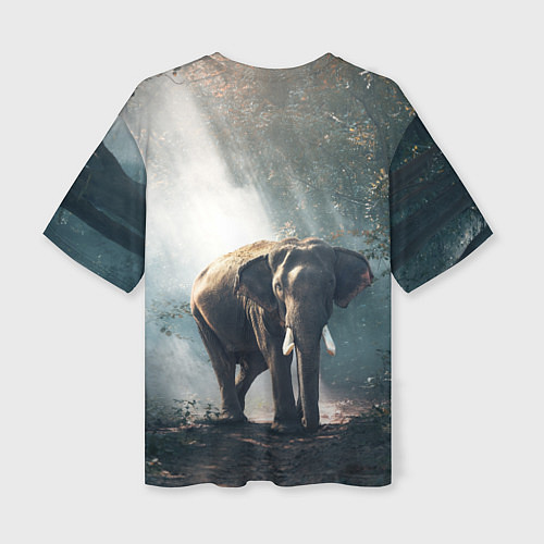 Женская футболка оверсайз Слон в лесу / 3D-принт – фото 2