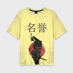 Женская футболка оверсайз Японский самурай (честь)