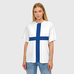 Футболка оверсайз женская Флаг Финляндии, цвет: 3D-принт — фото 2