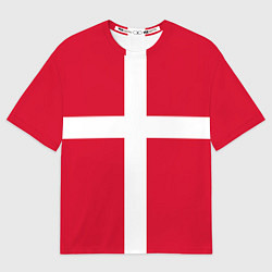 Футболка оверсайз женская Флаг Дании, цвет: 3D-принт