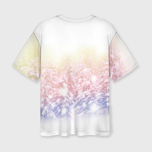Женская футболка оверсайз Зимний лес / 3D-принт – фото 2