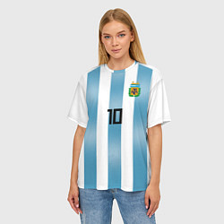 Футболка оверсайз женская Сборная Аргентины: Месси ЧМ-2018, цвет: 3D-принт — фото 2