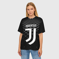 Футболка оверсайз женская FC Juventus: Black Lines, цвет: 3D-принт — фото 2