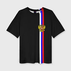Женская футболка оверсайз Лента с гербом России