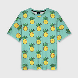 Женская футболка оверсайз Веселые ананасы