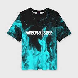 Футболка оверсайз женская R6S: Turquoise Flame, цвет: 3D-принт
