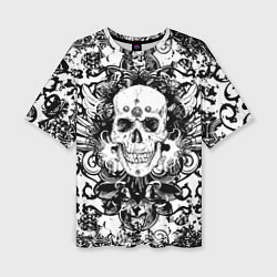 Женская футболка оверсайз Grunge Skull