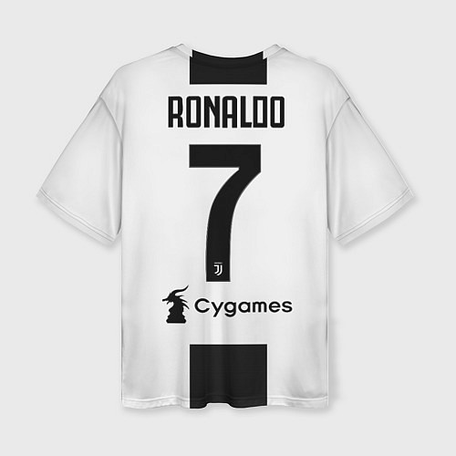 Женская футболка оверсайз FC Juventus: Ronaldo Home 18-19 / 3D-принт – фото 2