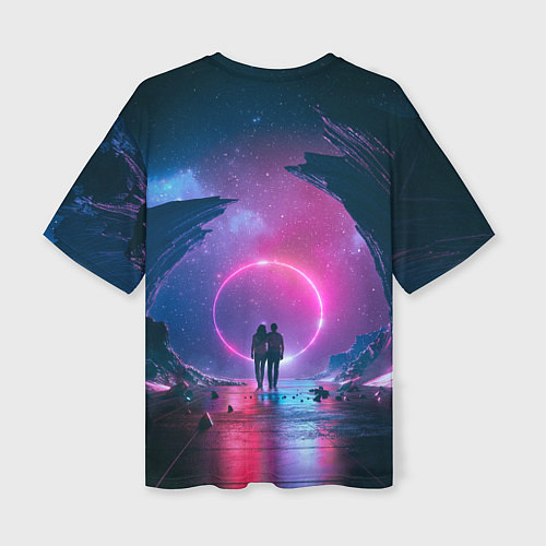 Женская футболка оверсайз Любовь в космосе / 3D-принт – фото 2