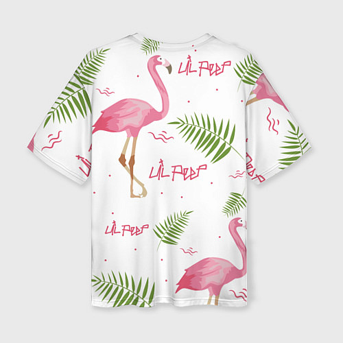 Женская футболка оверсайз Lil Peep: Pink Flamingo / 3D-принт – фото 2