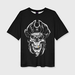 Женская футболка оверсайз Пиратский череп