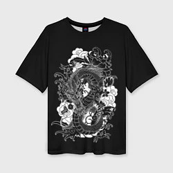 Женская футболка оверсайз Японский дракон