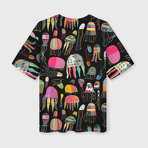 Женская футболка оверсайз Яркие мультяшные медузы / 3D-принт – фото 2
