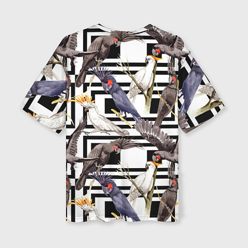 Женская футболка оверсайз Попугаи Какаду / 3D-принт – фото 2
