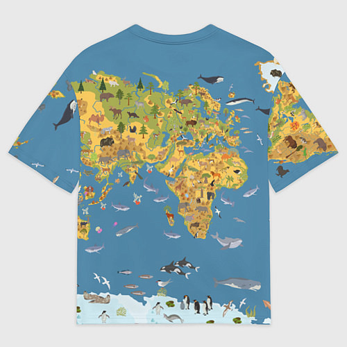 Женская футболка оверсайз Карта мира детская / 3D-принт – фото 2