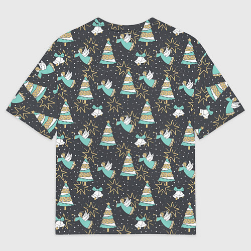 Женская футболка оверсайз Рождественские ангелы / 3D-принт – фото 2